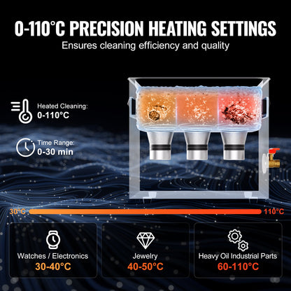6L ultraljudsrengörare med värmetimer och korg, professionell digital sonisk kavitationsmaskin, 180W rengöringsmaskin för klockinstrument, glasögon, mynt, metalldelar, verktyg
