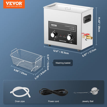 6L ultraljudsrengörare med värmetimer och korg, professionell digital sonisk kavitationsmaskin, 180W rengöringsmaskin för klockinstrument, glasögon, mynt, metalldelar, verktyg