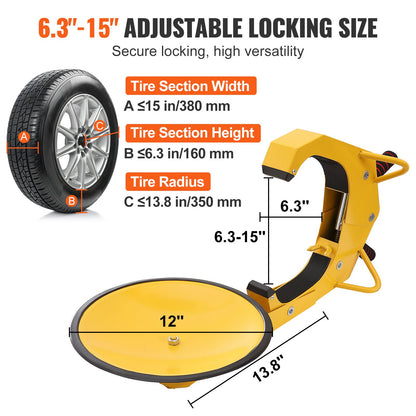 Hjullåsklämma, 2-pack släpvagnshjullås, Kraftigt stöldskyddat däcklås, Justerbart däckskydd för damasker, Däckklo, Släpvagnshjullås för husbilar, bilar, lastbilar, stadsjeepar