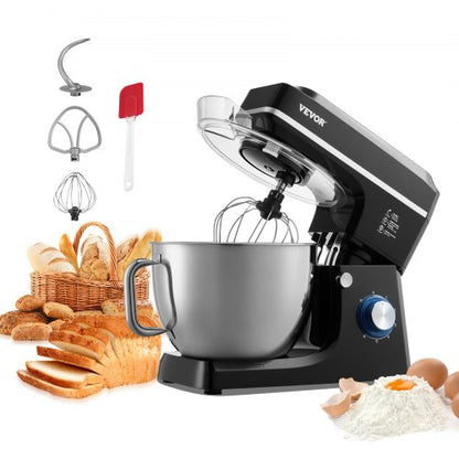 Köksmaskin, 8,3 liter degmixer, 1400 W, 6+ hastigheter, tiltbart huvud, skål i rostfritt stål, degkrok, visp, platt visp, skrapa, köksmaskin för bakning och mixning, svart