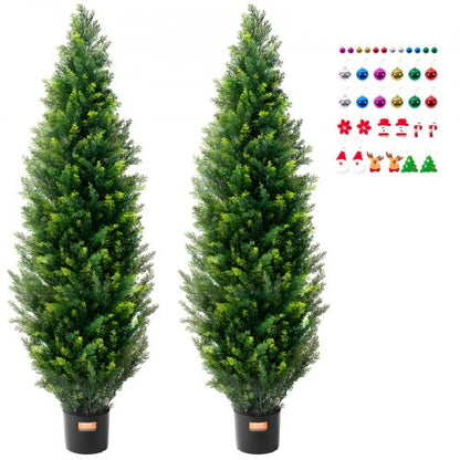 2-pack 152,4 cm konstgjord cederträd topiary konstväxt UV-dekor inomhus/utomhus