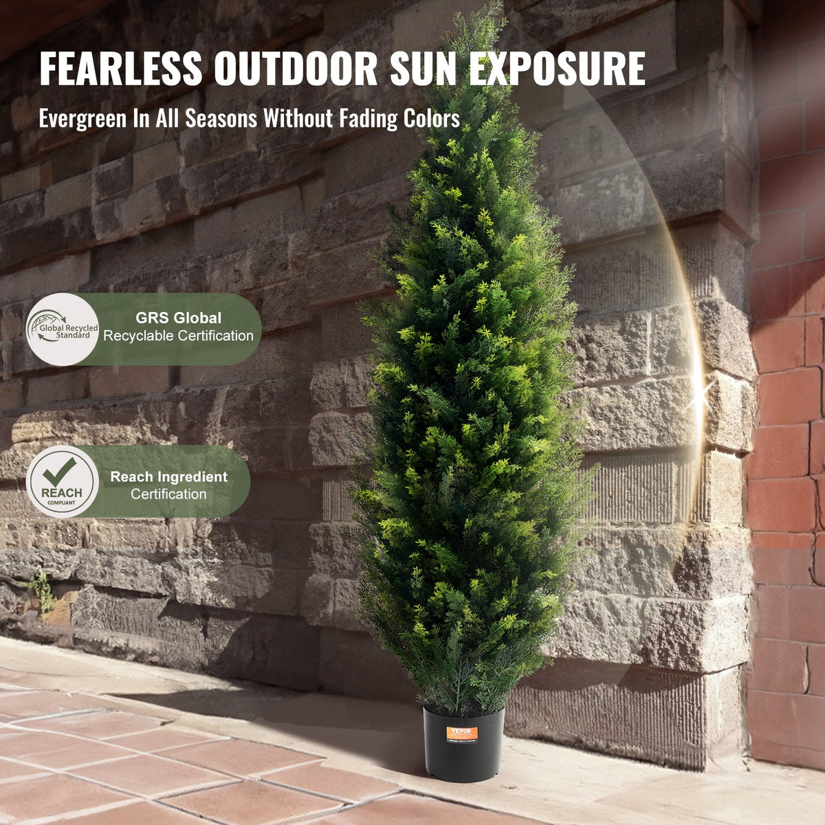 2-pack 152,4 cm konstgjord cederträd topiary konstväxt UV-dekor inomhus/utomhus