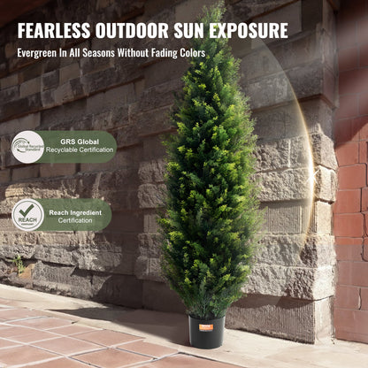 2-pack 152,4 cm konstgjord cederträd topiary konstväxt UV-dekor inomhus/utomhus