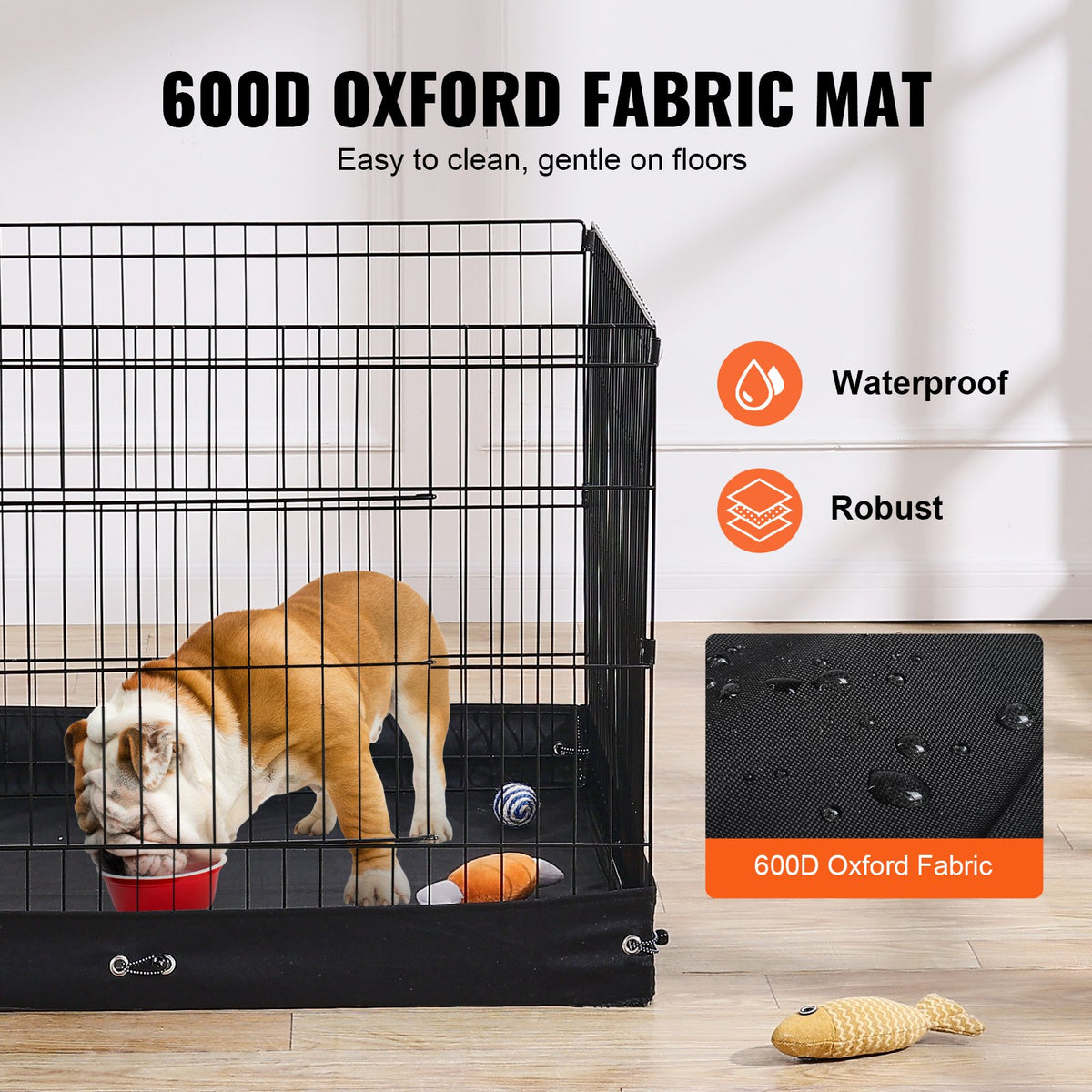 Hundlekhage, 4 st. 24 x 36 tum paneler vikbar metallträningshage för husdjur, hundstaket för inomhus och utomhusbruk med dörr och bottenplatta i 600D Oxfordtyg, för hundar, katter och andra smådjur