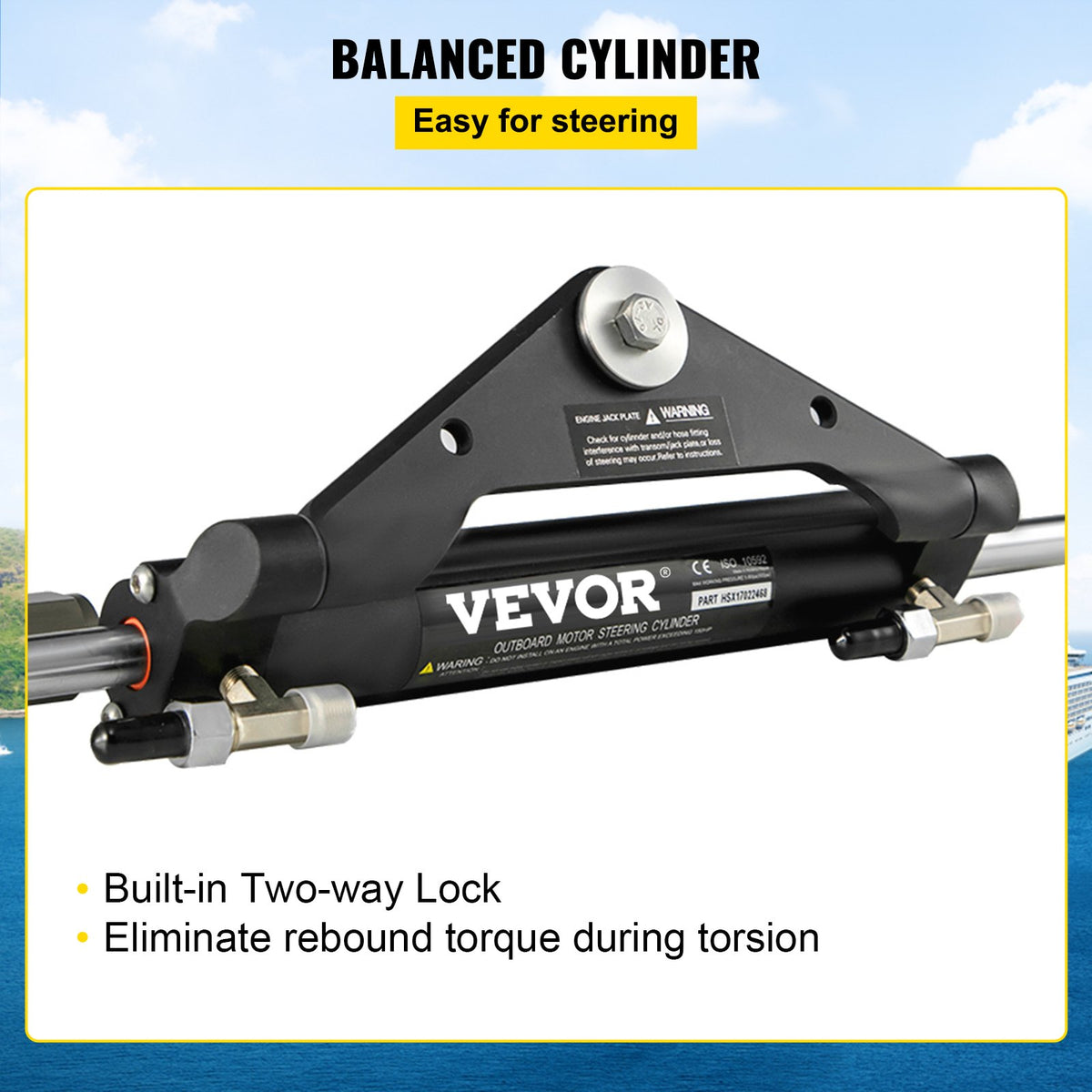 Hydraulic Steering Cylinder HC4645H Front Mount Hydraulic Outboard Marine Steering Cylinder Suit for Up to 150HP Boats Steering,hydraulic steering