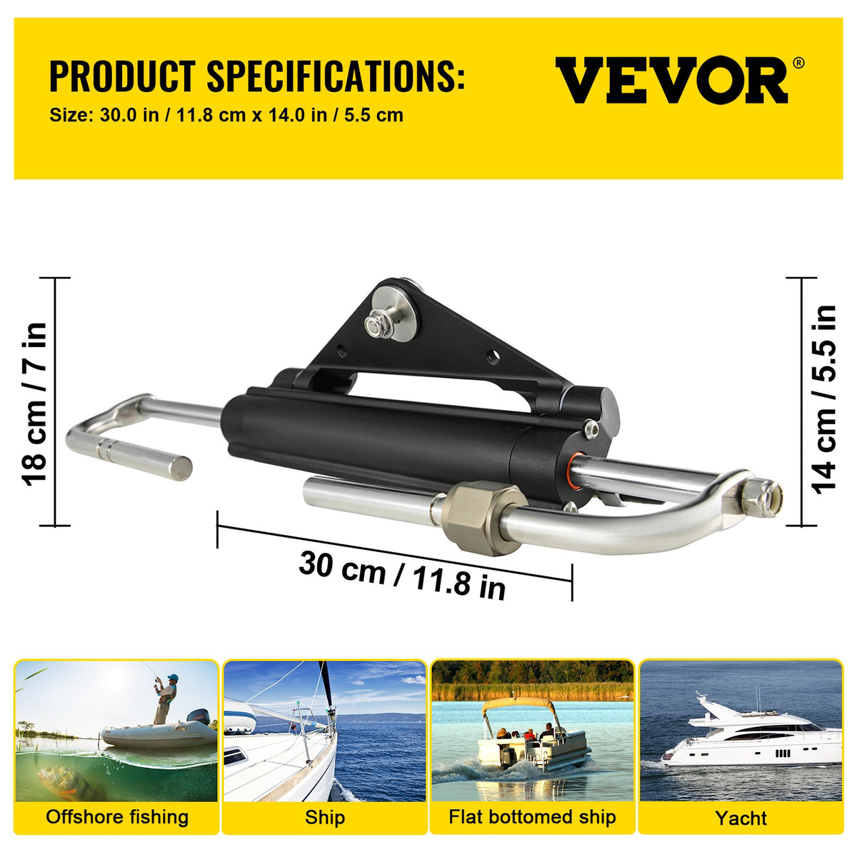 Hydraulic Steering Cylinder HC4645H Front Mount Hydraulic Outboard Marine Steering Cylinder Suit for Up to 150HP Boats Steering,hydraulic steering