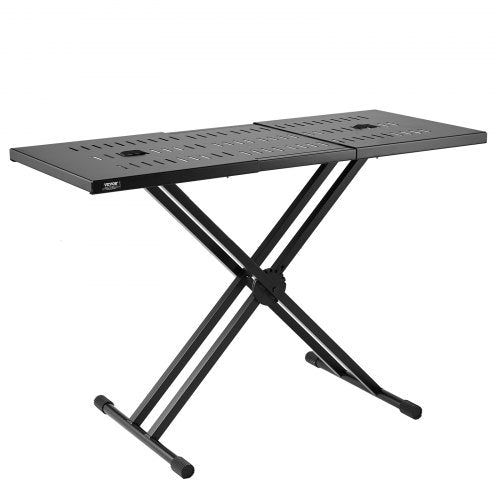 DJ Table Stand, (32"-43") x 18" Portable DJ Laptop and Controller Stand, Lightweight DJ Desk DJ Booth Adjustable Height DJ Stand, Foldable Double-X Keyboard Stand & Tabletop, Audio Mixer Stand