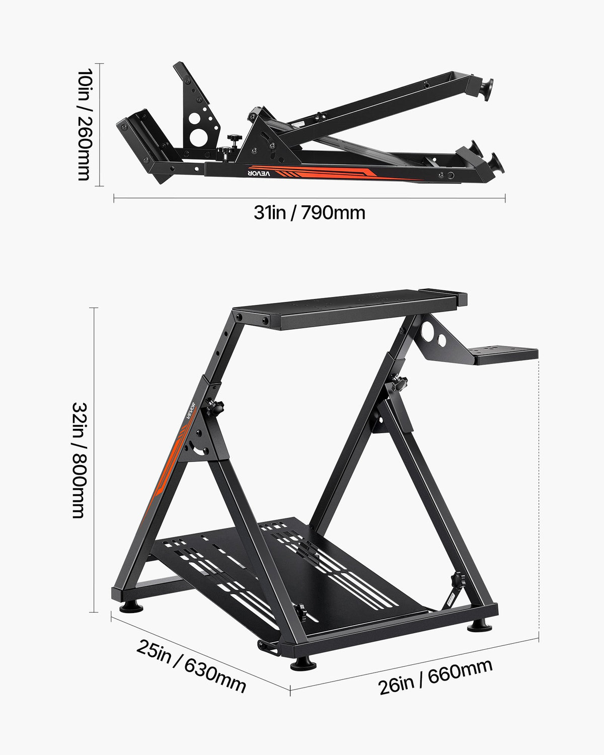 Racing Wheel Stand, Adjustable & Foldable Simulator Stand for Logitech G923 G920 G29 G27, Thrustmaster T300RS TX F458 T500RS T3PA-PRO(F1/GT) Gaming Cockpit,Pedals Simulator NOT Included,Compact