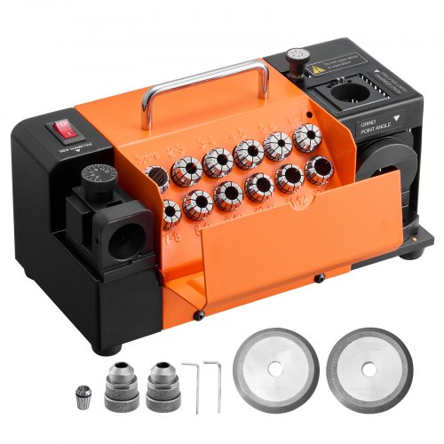 Drill Bits Sharpener MR-13B, 3-15mm Drill Bit Grinder Sharpener with Adjustable Lip Relief Angle & 95°-135° Point Angle, 4600RPM High Speed Re-Sharpener with 13 Collets, CBN & SDC Wheels