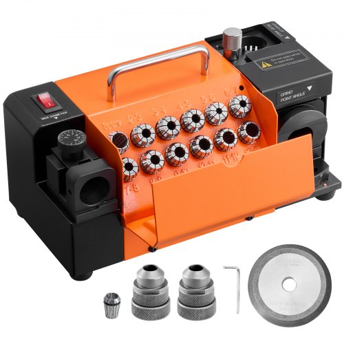 Drill Bits Sharpener MR-13A, 3-15mm Drill Bit Grinder Sharpener with 95°-135° Adjustable Point Angle, 4600RPM High Speed Re-Sharpening Machine with 13 Collets & CBN Wheel for Workshops Garages