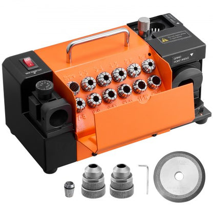 Drill Bits Sharpener MR-13A, 3-15mm Drill Bit Grinder Sharpener with 95°-135° Adjustable Point Angle, 4600RPM High Speed Re-Sharpening Machine with 13 Collets & CBN Wheel for Workshops Garages