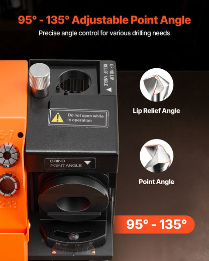 Drill Bits Sharpener MR-13A, 3-15mm Drill Bit Grinder Sharpener with 95°-135° Adjustable Point Angle, 4600RPM High Speed Re-Sharpening Machine with 13 Collets & CBN Wheel for Workshops Garages