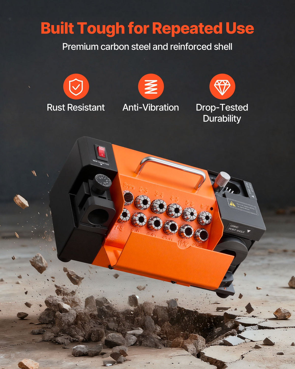 Drill Bits Sharpener MR-13A, 3-15mm Drill Bit Grinder Sharpener with 95°-135° Adjustable Point Angle, 4600RPM High Speed Re-Sharpening Machine with 13 Collets & CBN Wheel for Workshops Garages
