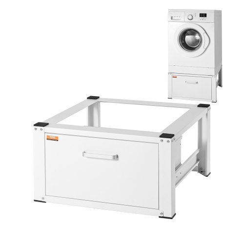 Tvättstativ 686 mm B x 366 mm H, tvättmaskin och torktumlare basplattform universal passform 299 kg kapacitet, kraftig multifunktionell bas för tvättmaskin med låda och omfattande tillbehör