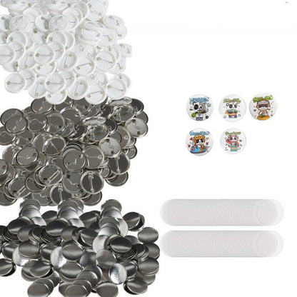 500 set 1,25 tum 32 mm bakre knappdelar, gör-det-själv runda knappdelar till märken, setet innehåller metalltopp, plast-/metallknapp, genomskinlig film och blankt papper för presenter, maskin ingår ej