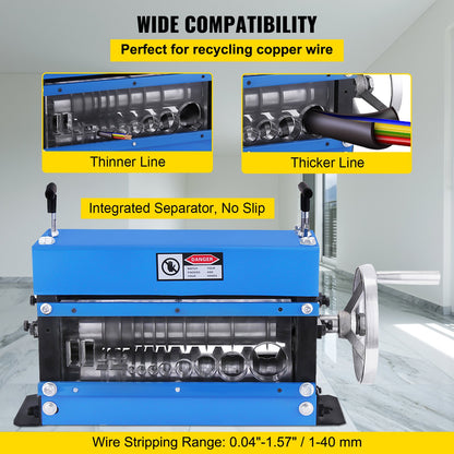 Manual Wire Cable Stripper Copper Stripping Machine 1-40 mm