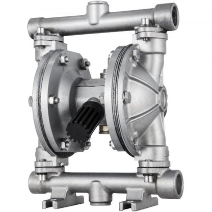 Luftdriven dubbelmembranpump, inlopp och utlopp, hus i rostfritt stål, 11,36 l/min, pneumatisk PTFE-membranöverföringspump för petroleum, diesel, olja och lågviskösa vätskor