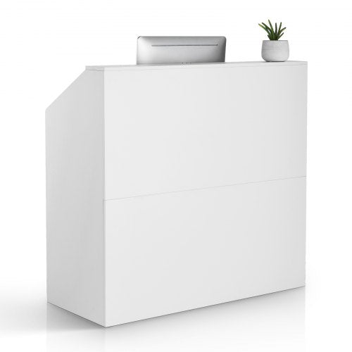 Receptionsdisk, 114 x 49 x 119 cm Rektangulärt frontbord, kontorsreceptionsdisk, butiksdisk och frontreceptionsdisk, för kassa, lobby, skönhetssalong och kontor, vit