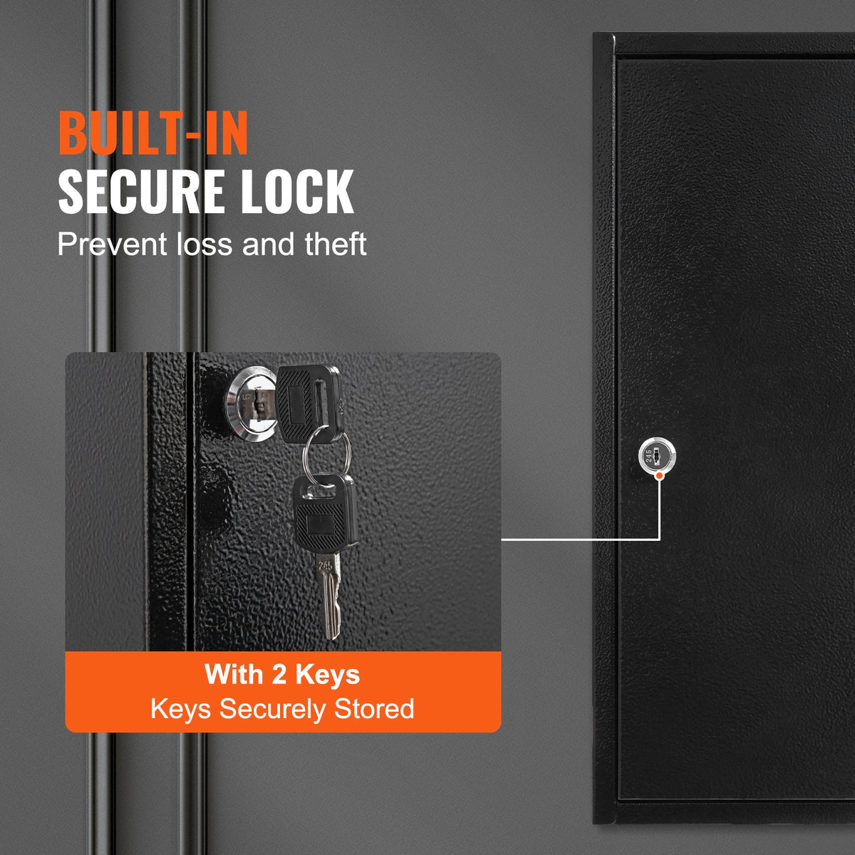 200-Key Cabinet, Key Lock Box with Adjustable Racks, Security Key Storage Box Steel, Key Organizer with 200 Colorful Key Tags and 4 Record Cards for School, Office, Hotel
