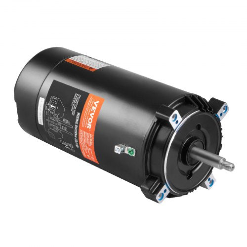 1.5 HP Pool Pump Motor, 56J Frame, 115V(13.6 Amps)/230V(6.8 Amps) 3450 RPM, 60Hz, 1.3 Service Factor, 90μF/250V Capacitor, CCW Rotation Round Flange Replacement Motor