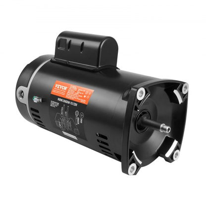 1 hk poolpumpmotor, 56Y-ram, 115 V (9 ampere)/230 V (4,5 ampere) 3450 varv/min, 60 Hz, 1,25 servicefaktor, 90 μF/250 V kondensator, utbytesmotor med moturs rotation och fyrkantig fläns.