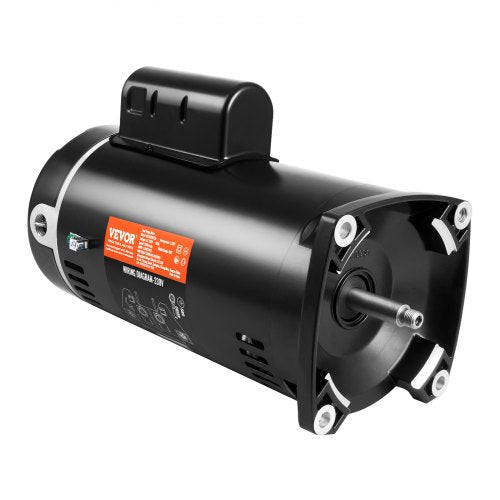 2 hk poolpumpmotor, 56Y-ram, 230 V (7,8 ampere) 3450 varv/min, 60 Hz, 1,3 servicefaktor, 50 μF/250 V kondensator, utbytesmotor med motursrotation och fyrkantig fläns.
