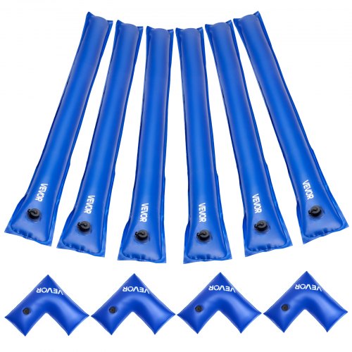 Pool Cover Water Bags Set, 6 Packs 2400 mm Single Chamber Pool Cover Water Bags & 4 Corner Tubes, 0.4mm Thick PVC Bag Weights with Leakproof Valve, for Winter Inground Swimming-Pool Covers