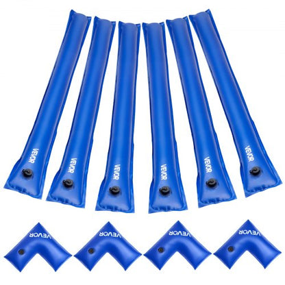 Pool Cover Water Bags Set, 6 Packs 2400 mm Single Chamber Pool Cover Water Bags & 4 Corner Tubes, 0.4mm Thick PVC Bag Weights with Leakproof Valve, for Winter Inground Swimming-Pool Covers