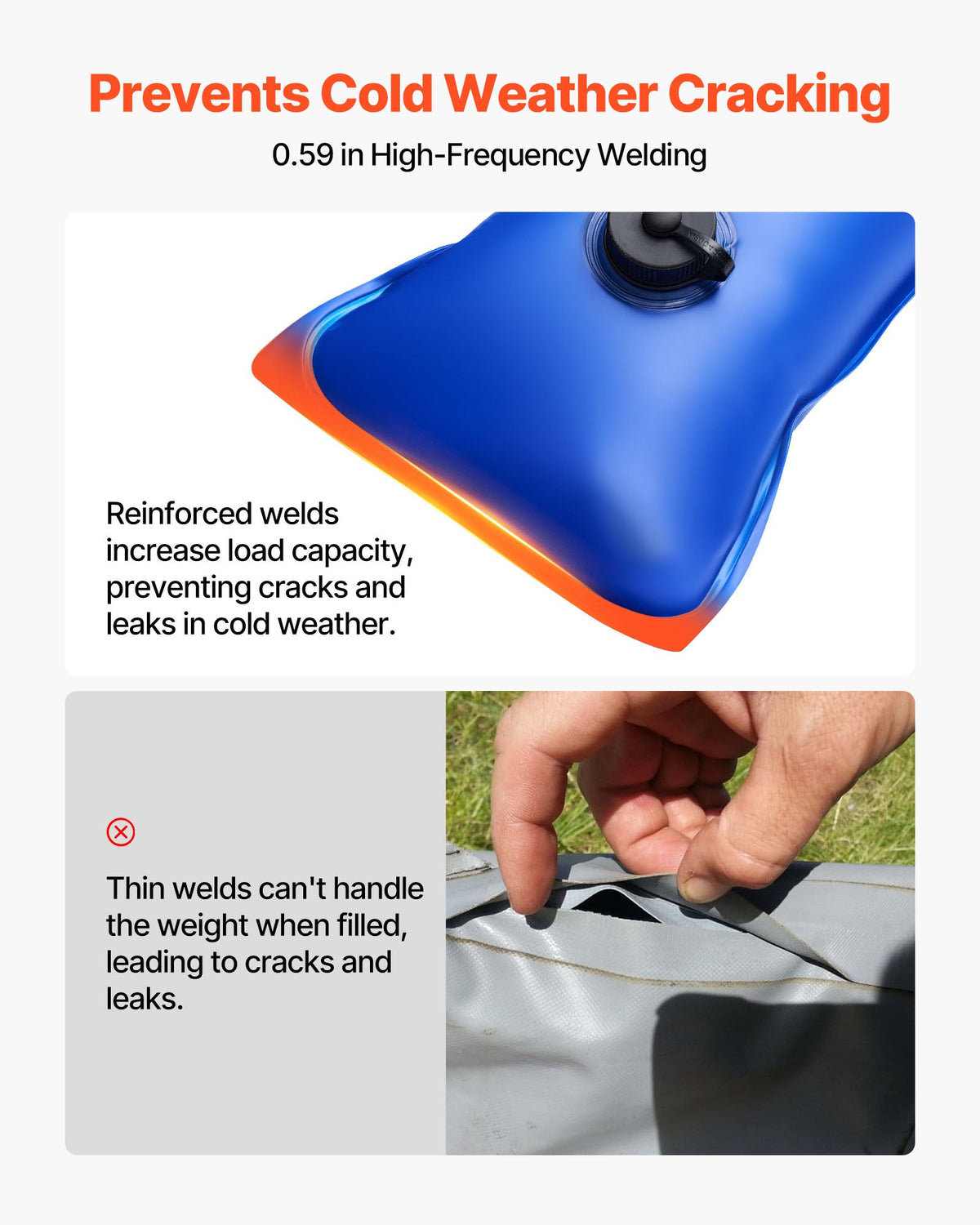 Pool Cover Water Bags Set, 6 Packs 2400 mm Single Chamber Pool Cover Water Bags & 4 Corner Tubes, 0.4mm Thick PVC Bag Weights with Leakproof Valve, for Winter Inground Swimming-Pool Covers