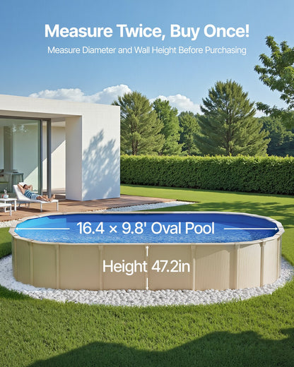 Oval poolfoder, 4,8 x 2,9 m, i rundpärlsstil, slitstark vinylfoder, standardtjocklek, 123 cm vägghöjd, ersättning för ovanmarkspooler med stålsidor