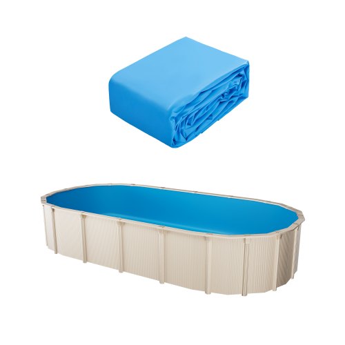 Oval poolfoder, 24 x 12,3 fot, poolfoder, standardtjocklek, slitstark vinylfoder, överlappande modell, ersättning för poolfoder för 52 tums vägghöjd ovan markpool, enfärgad