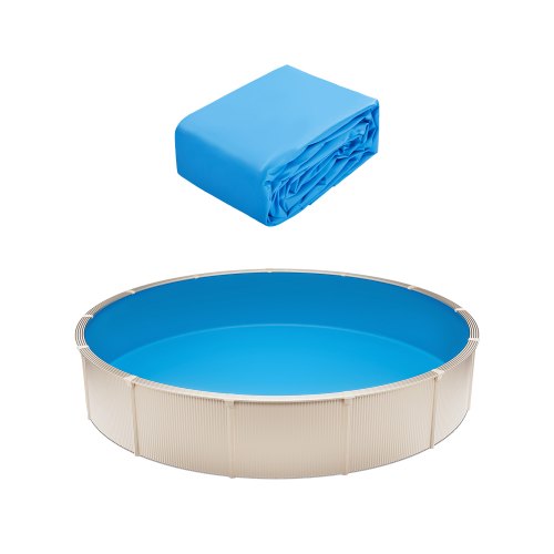 Poolfoder, 4,5 m runt poolfoder, rund pärlprofil, slitstarkt vinylfoder, standardtjocklek, 123 cm vägghöjd, ersättning för ovanmarkspooler med stålsidor, enfärgad