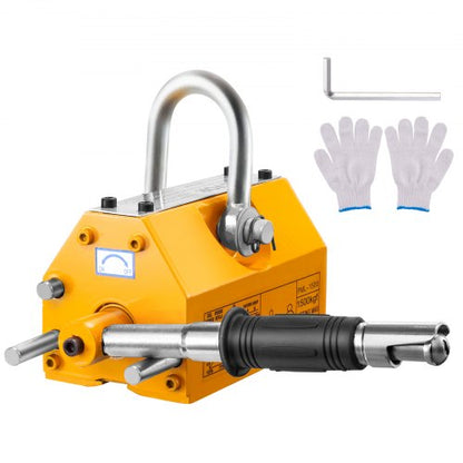 Magnetic Lifter, 3300lbs/1500kg Pulling Capacity, 2.5 Safety Factor, Neodymium & Steel, Lifting Magnet with Release, Permanent Lift Magnets, Heavy Duty Magnet for Hoist, Shop Crane, Block, Board