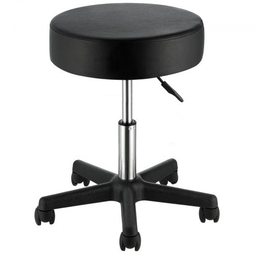 Rullpallar med hjul, 181,4 kg viktkapacitet justerbar höjdpall med ultratjock sittdyna, snurrpallar stol för salong, bar, hem, kontor, tatuering, medicinsk, massage, svart