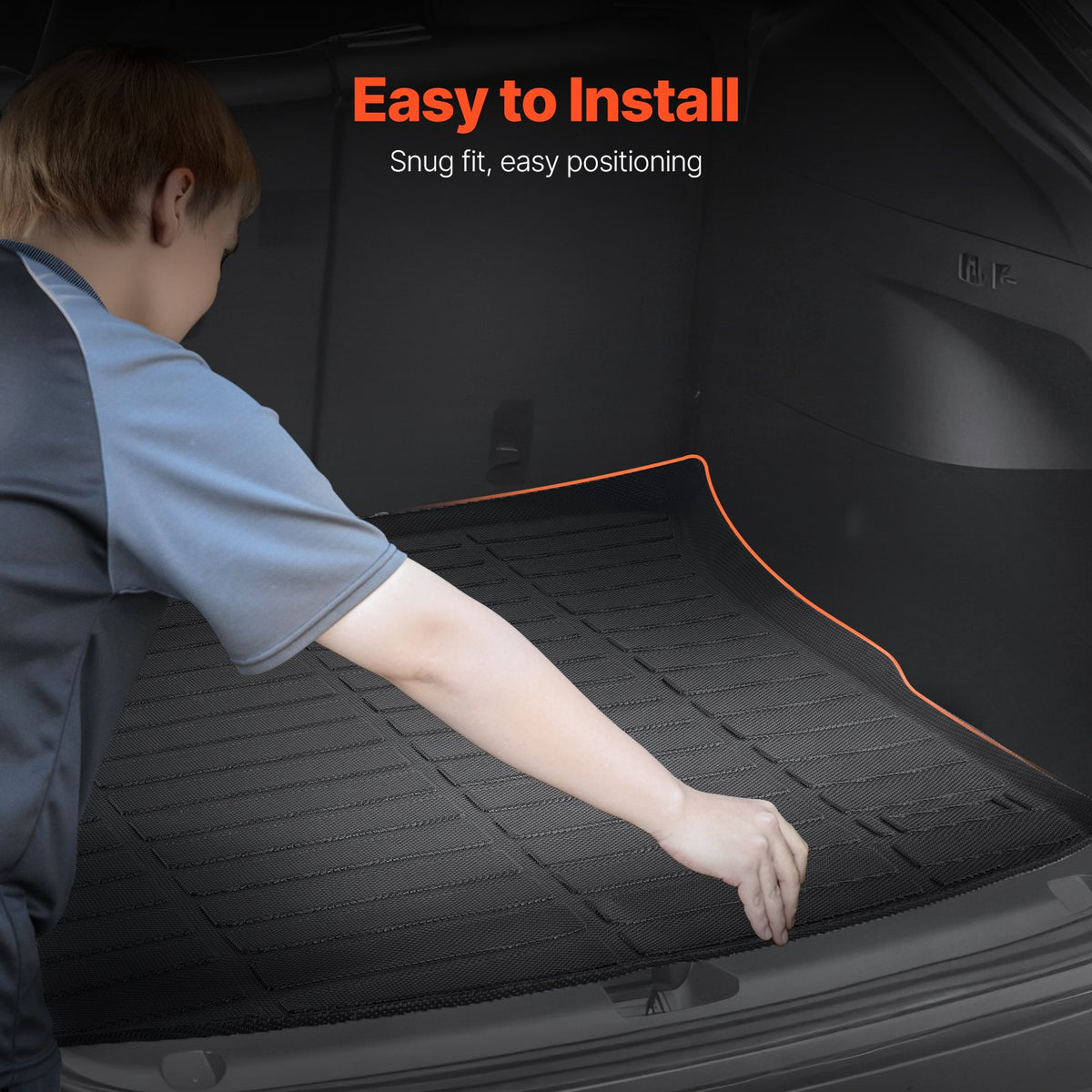 Lastmatta kompatibel med Tesla Model Y 2020-2024, Precise Fit bagagerumsmatta för SUV:ar, TPE bagageskydd, ersättning, svart (1 st)