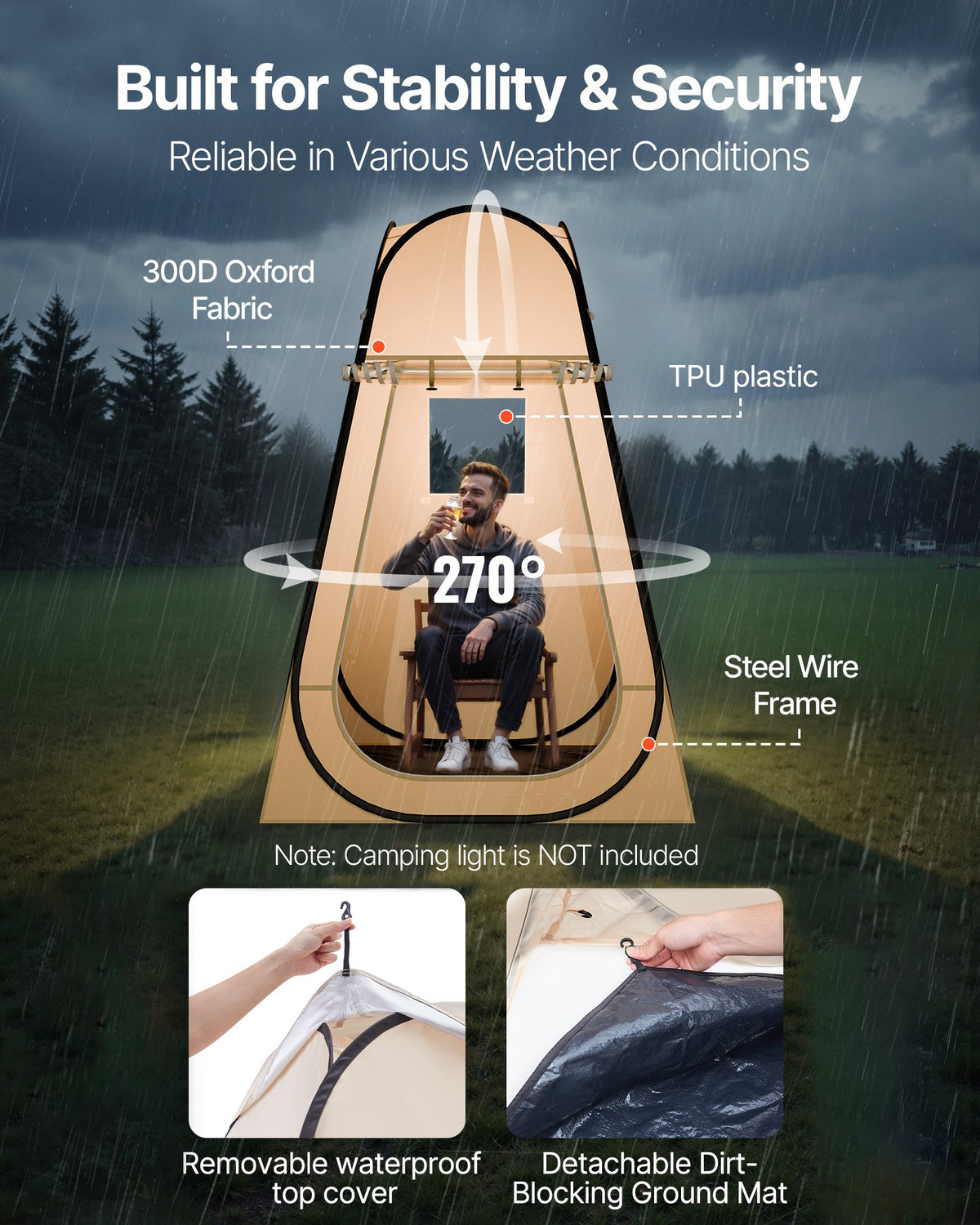 Pop-up-sporttält, 1,2x1,2 m genomskinligt bubbeltält för 1 person, vattentät utomhuskapsel med golvmatta och överdrag, trädgårds-iglookupoltält campingskydd för evenemang fiske jubel