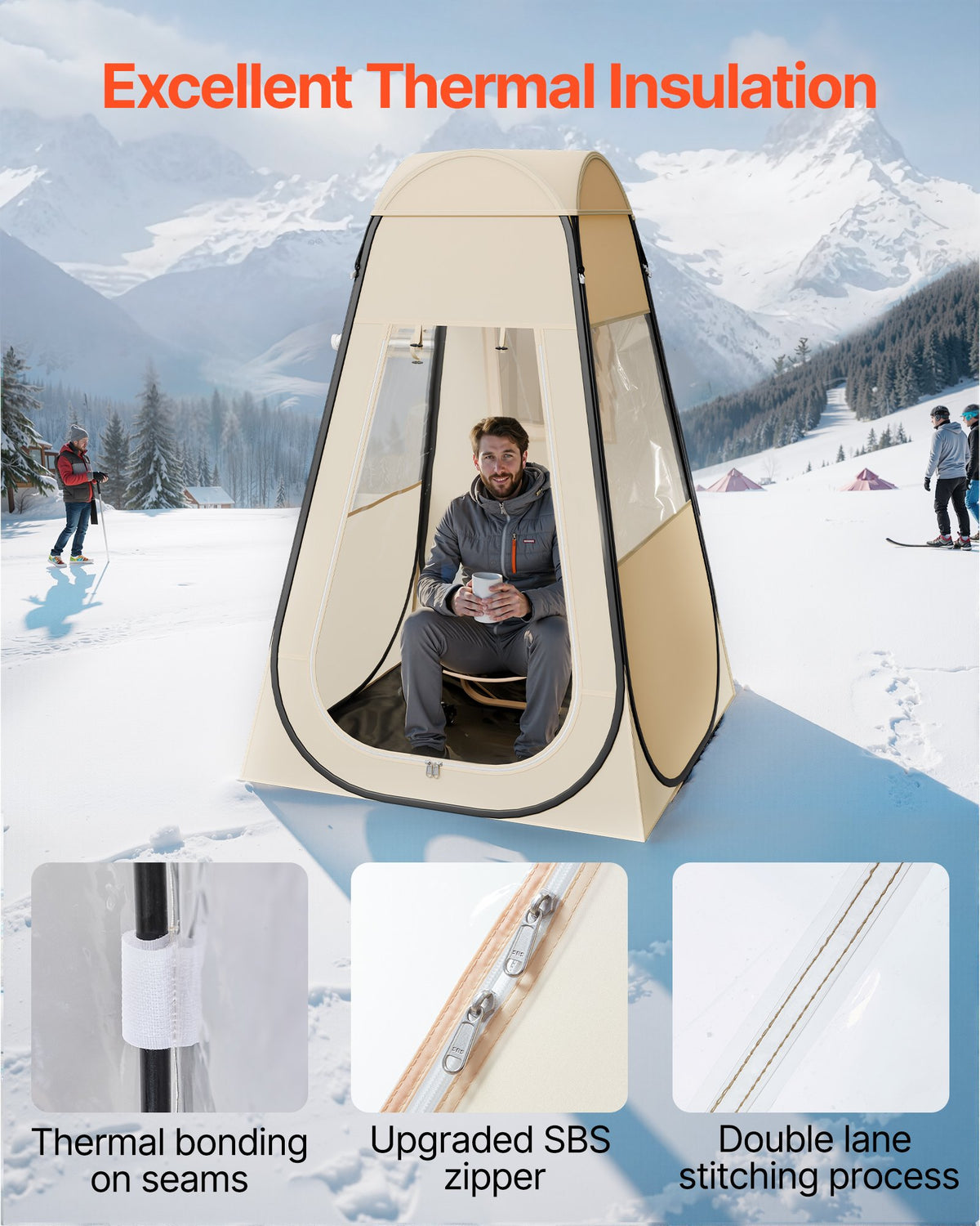 Pop-up-sporttält, 1,2x1,2 m genomskinligt bubbeltält för 1 person, vattentät utomhuskapsel med golvmatta och överdrag, trädgårds-iglookupoltält campingskydd för evenemang fiske jubel