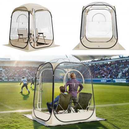 Pop-up-sporttält, 1,27x1,27 m genomskinligt bubbeltält för 1 person, vattentät utomhuskapsel med golvmatta och överdrag, trädgårds-iglookupoltält campingskydd för evenemang fiske jubel