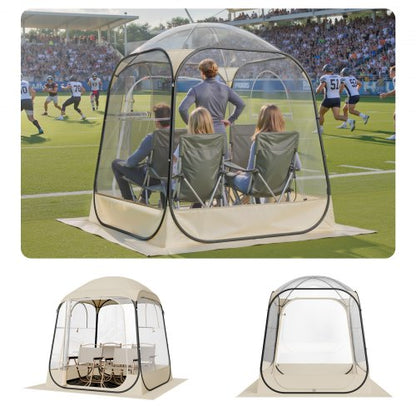 Pop up Sports Tent, 1.6x1.6 m Clear Bubble Tent for 2-4 Persons, Waterproof Outdoor Pod with Floor Mat & Top Cover, Garden Igloo Dome Tents Camping Shelter for Events Fishing Cheering