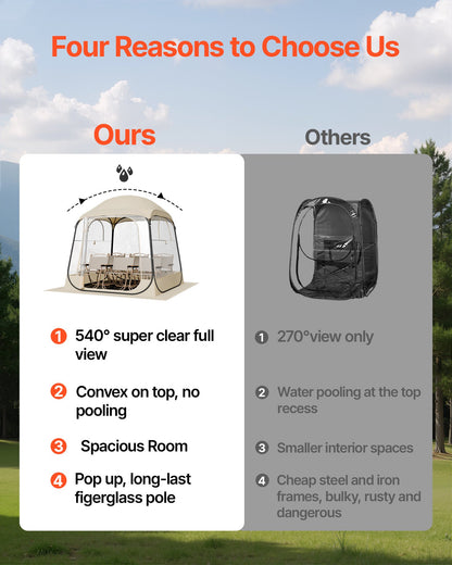 Pop up Sports Tent, 1.83x1.83 m Clear Bubble Tent for 2-4 Persons, Waterproof Outdoor Pod with Floor Mat & Top Cover, Garden Igloo Dome Tents Camping Shelter for Events Fishing Cheering