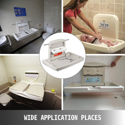 85 × 57 × 47 cm Horizontal Baby Changing Table Wall-mounted Baby Diaper Changing Station Vertical Fold Down Baby Changing Table