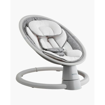 Babygunga, 5-växlad babygunga, bärbar babygunga med fjärrkontroll, pekskärm, Bluetooth-musik, 10 förinställda vaggvisor och 5-punktssele för 0-9 månader pojkar flickor upp till 9 kg