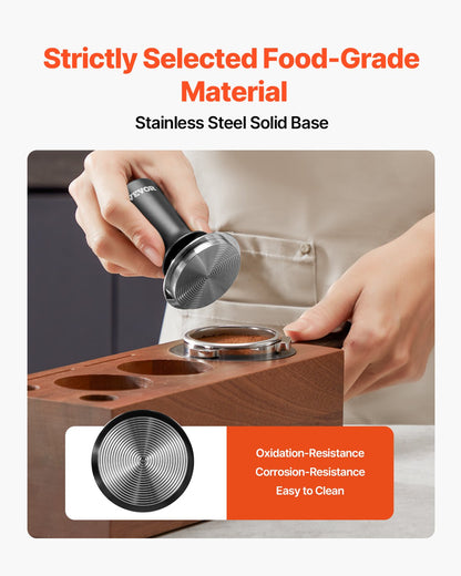 Espressostamper 53 mm, fjäderbelastad kaffestamper, 13,5 kg espressostamper, rostfri stamper med halkfritt grepp