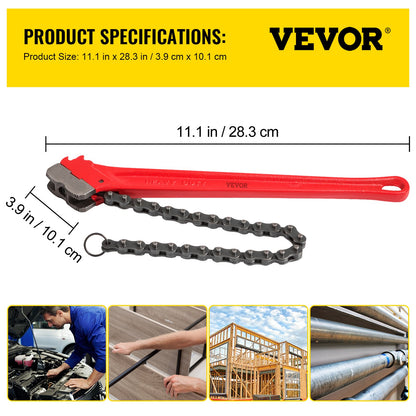 Kedjenyckel för rör 36 tum, kraftig oljefilterkedjenyckelkapacitet 4-1/2 till 7-1/2 tum, kedjenyckel 30 tum (760 mm) kedjelängd VVS-rörverktyg
