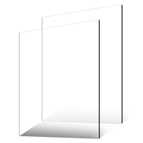 Plexiglas akrylskiva, 2-pack plastskivor, 24 x 36 tum 1/4 tum tjock klar plast gjuten transparent glas för hantverksprojekt, reservglas till bildram, gör-det-själv-display, lätt att skära