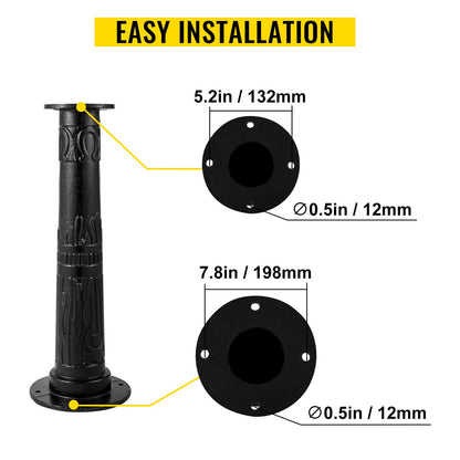 Antik handpumpstativ för vattenkanna, stativ för brunnspump i gjutjärn med förinställda 13 mm (0,5 tum) hål för enkel installation, gammaldags handpumpstativ för kanna, för hem, trädgård, damm, trädgård, utomhus, svart