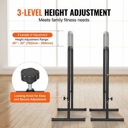 Dipstänger, kapacitet 440 lbs, dipstativ med justerbar höjd, fitnessträning dipstångsstation stabilisator parallell armhävningsstativ, parallella stänger för styrketräning hemmagym