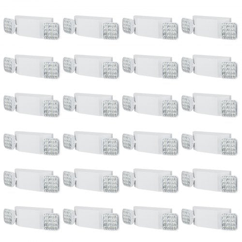 24 Pack Commercial Emergency Light, 3W, White LED Emergency Exit Lighting Fixtures with 180 Minutes Backup Battery Adjustable 2 LED Square Head, Ceiling or Wall Mount for Business Power Outages