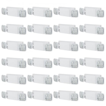 24 Pack Commercial Emergency Light, 3W, White LED Emergency Exit Lighting Fixtures with 180 Minutes Backup Battery Adjustable 2 LED Square Head, Ceiling or Wall Mount for Business Power Outages