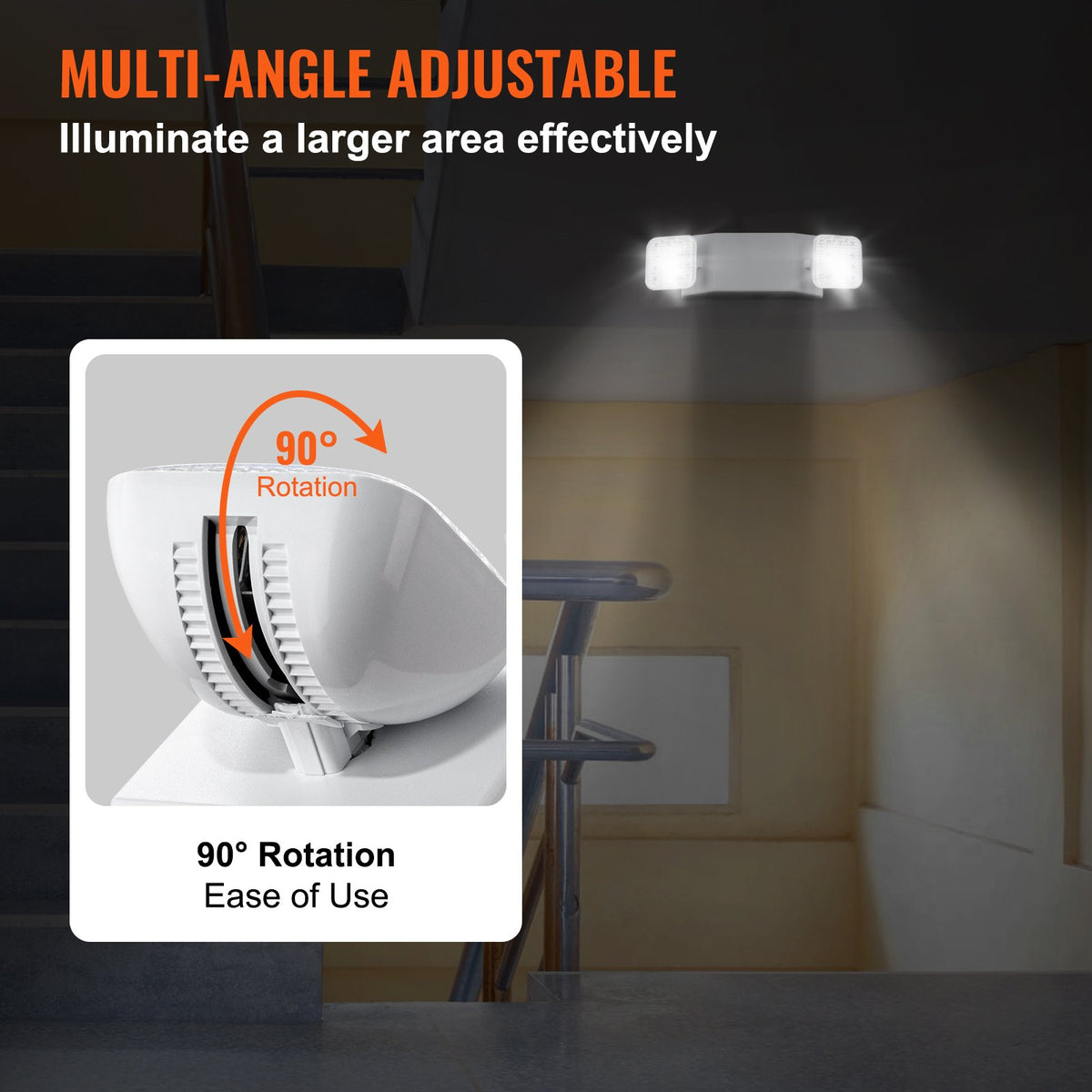 24 Pack Commercial Emergency Light, 3W, White LED Emergency Exit Lighting Fixtures with 180 Minutes Backup Battery Adjustable 2 LED Square Head, Ceiling or Wall Mount for Business Power Outages